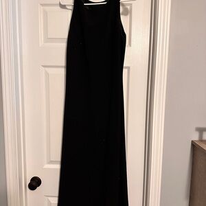 Virgo Black Sleeveless Midi Cocktail Dress sz 6- Sleek Minimalist Design